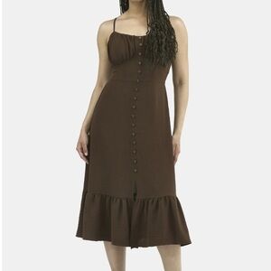 NEW No Boundaries Brown Ruffled Midi Sundress